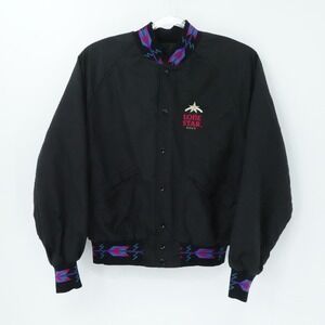 Vintage Lone Star Beer Jacket Mens‎ Medium Black King Louie Nylon Bomber USA